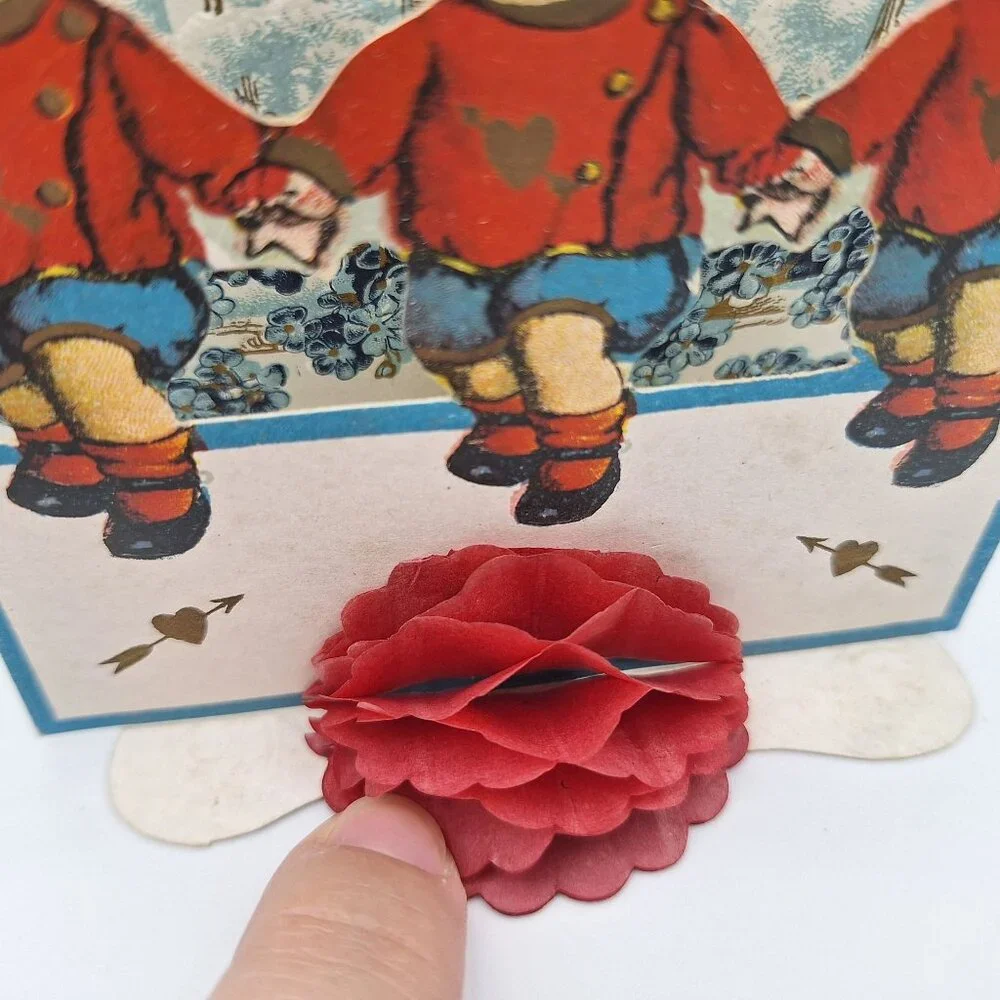 Vintage Valentine Pop Up Card Lovebirds Hearts Children Boys‎ Love Combine Token